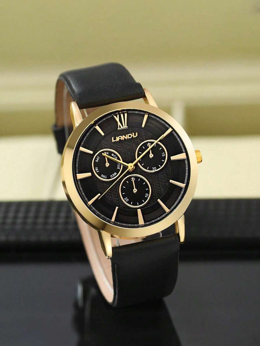 Jewelry Watches & Accessories - LIANDU LIANDU 1セット メンズファッションカジュアルクォーツラウンドダイヤル腕時計とライオンヘッドビーズブレスレットジュエリーセット、普段使いに最適
