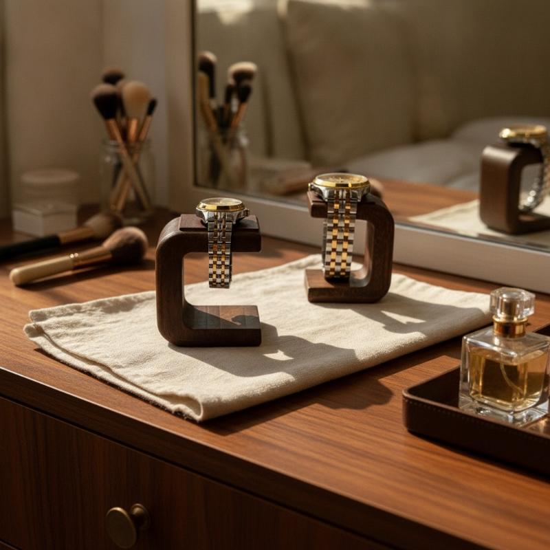 Jewelry Watches & Accessories - 装飾的な無垢材の腕時計スタンド、ブレスレット、指輪、腕時計、ジュエリーコレクションのディスプレイホルダー