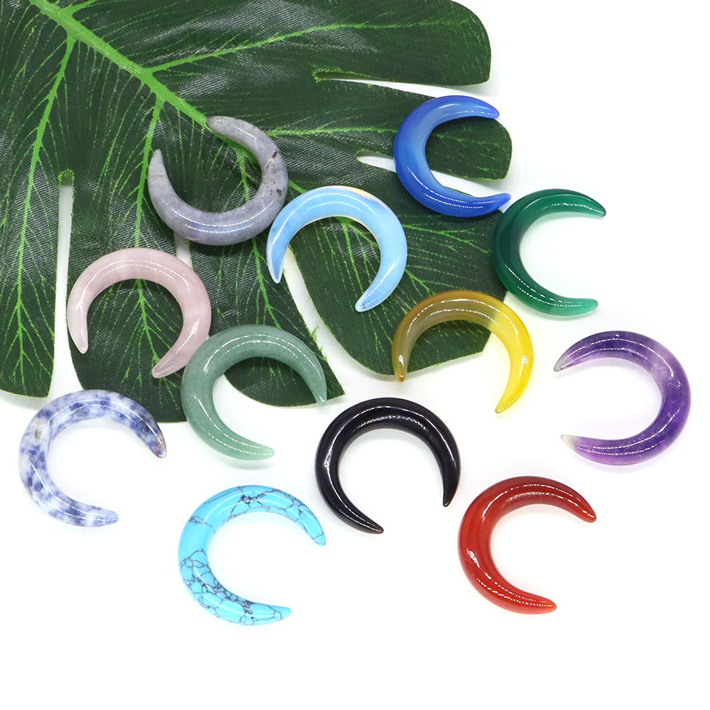 月の形をした天然クリスタル,30mm,癒しの石,ローズクォー - Gemstone Bracelet Healing のレビューと価格