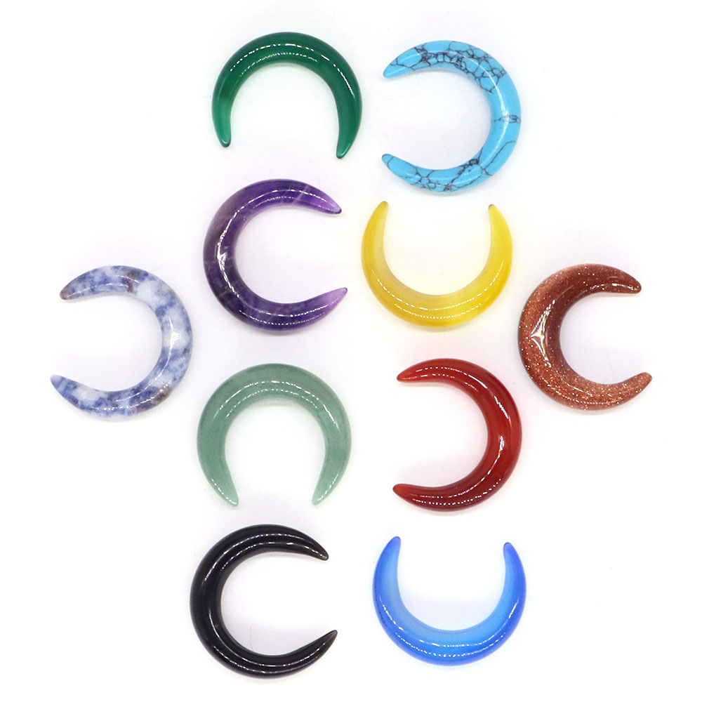 月の形をした天然クリスタル,30mm,癒しの石,ローズクォー - Gemstone Bracelet Healing のレビューと価格