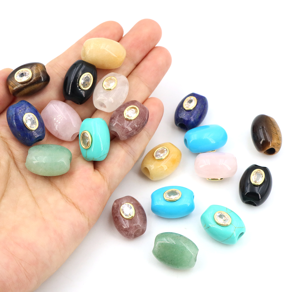 天然石ビッグホールフラットバケットビーズジルコンヒーリングク - Gemstone Bracelet Healing のレビューと価格