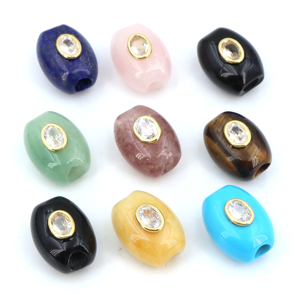 天然石ビッグホールフラットバケットビーズジルコンヒーリングク - Gemstone Bracelet Healing のレビューと価格