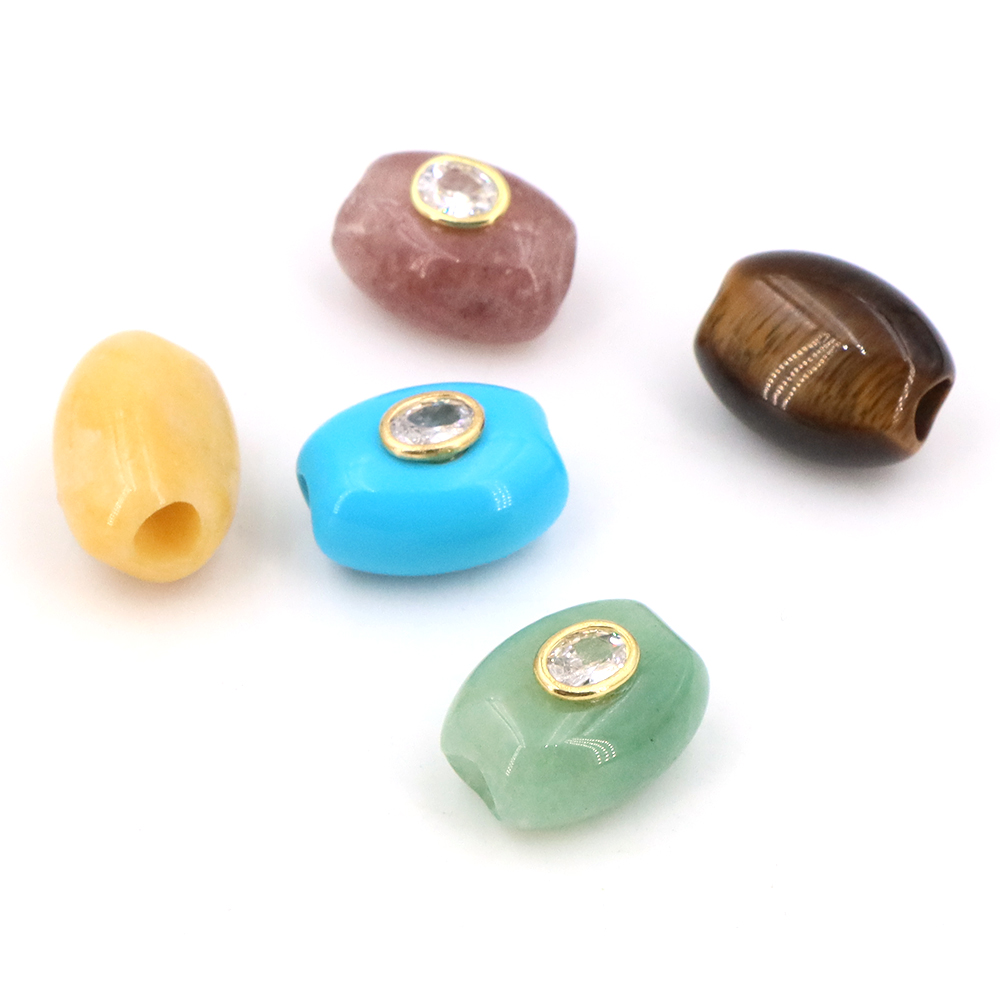 天然石ビッグホールフラットバケットビーズジルコンヒーリングク - Gemstone Bracelet Healing のレビューと価格