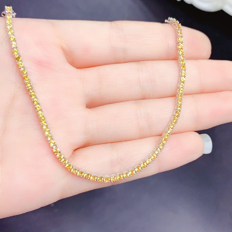 天然シトリンテニスブレスレットエネルギー癒しファインジュエリ - Gemstone Bracelet Healing のレビューと価格