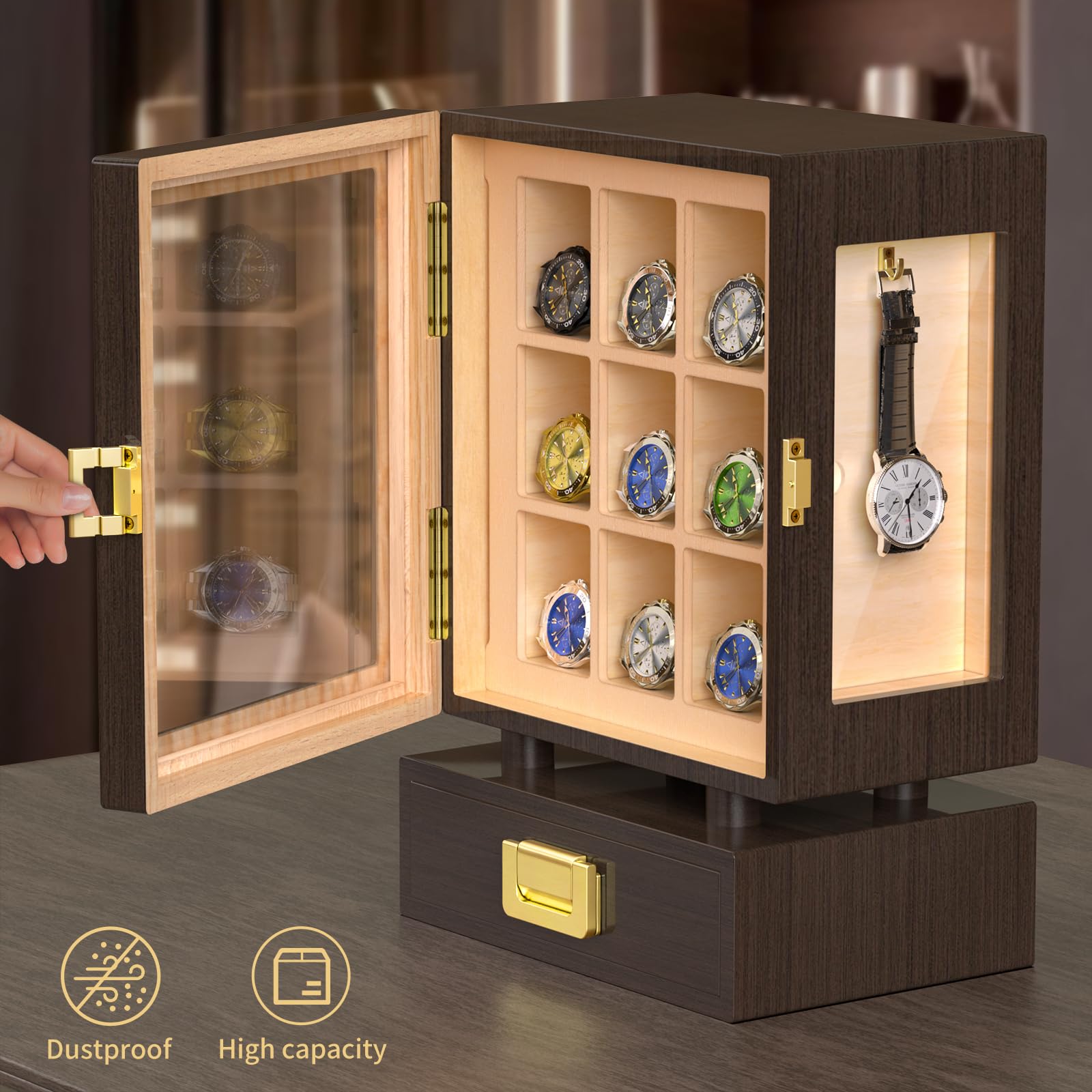 カスタム長方形木製腕時計収納ボックス、無垢ウォールナット製デ - Watches & Jewelry Repair Center New York Reviews のレビューと価格