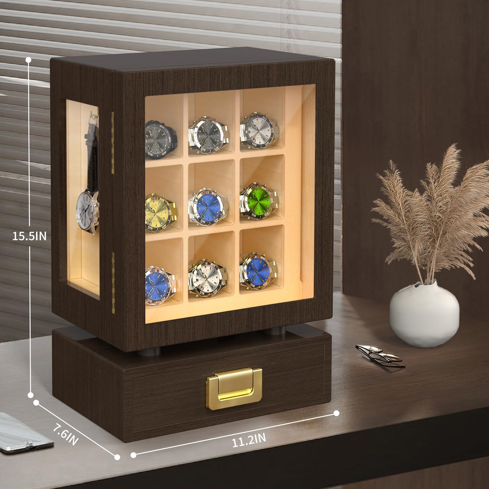カスタム長方形木製腕時計収納ボックス、無垢ウォールナット製デ - Watches & Jewelry Repair Center New York Reviews のレビューと価格