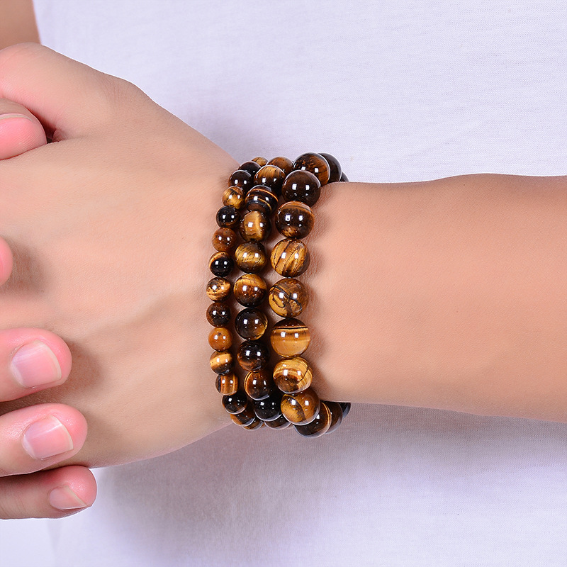 1pc ファッションタイガーアイ腕輪男性 6/8/10 ミリ - Gemstone Bracelet Healing のレビューと価格