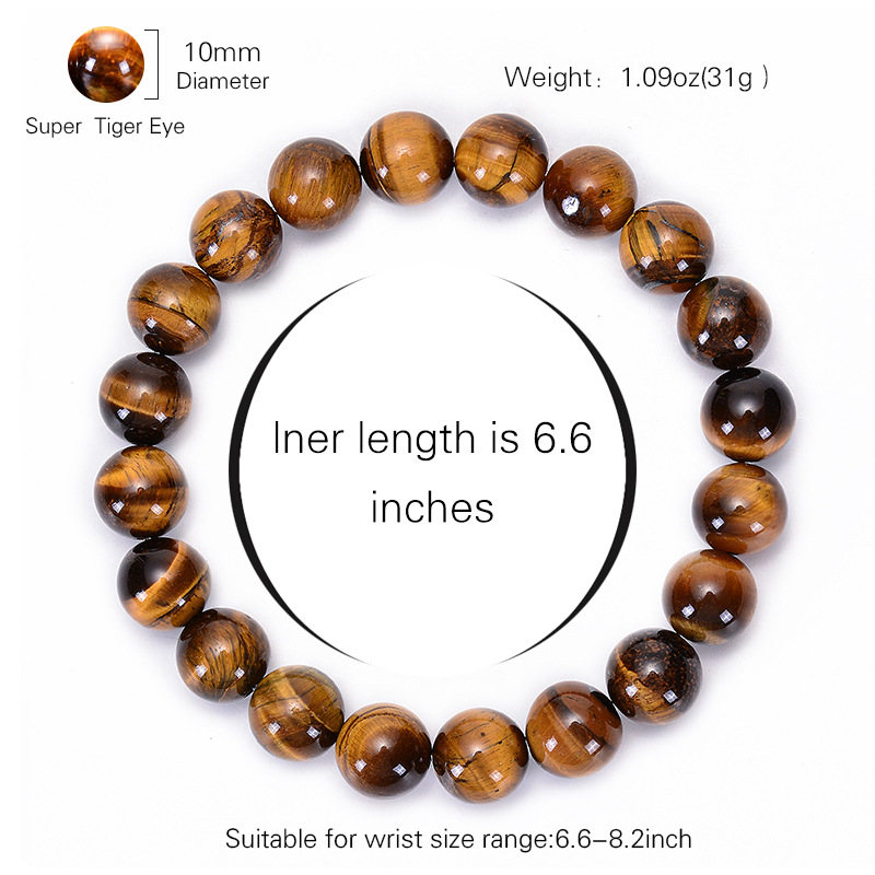1pc ファッションタイガーアイ腕輪男性 6/8/10 ミリ - Gemstone Bracelet Healing のレビューと価格