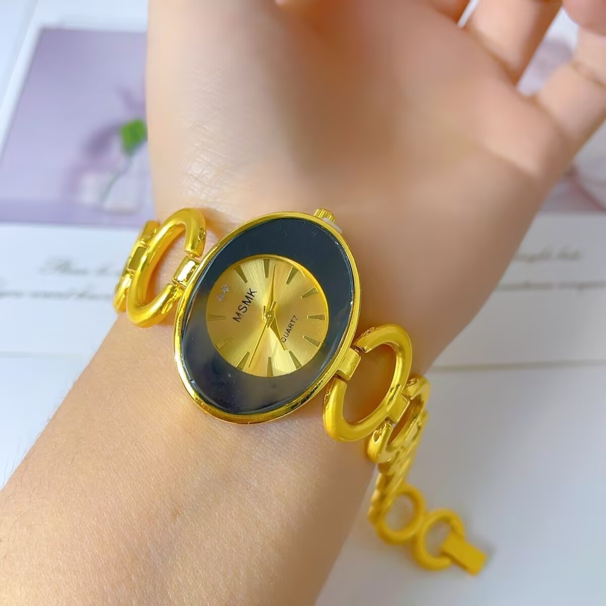 新しいアメリカン 24K ゴールドメッキ腕時計ウェディングパ - Jewelry Watches & Accessories のレビューと価格